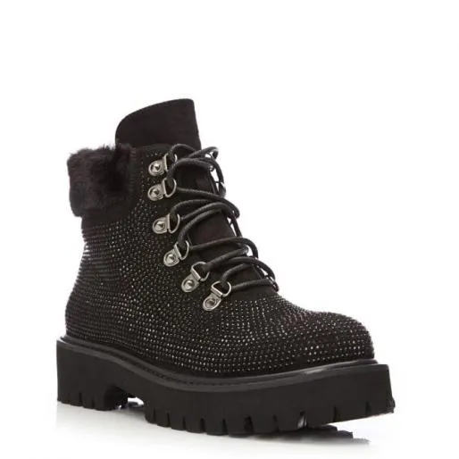 Bristia Black Alcantara Women Moda In Pelle Ankle Boots