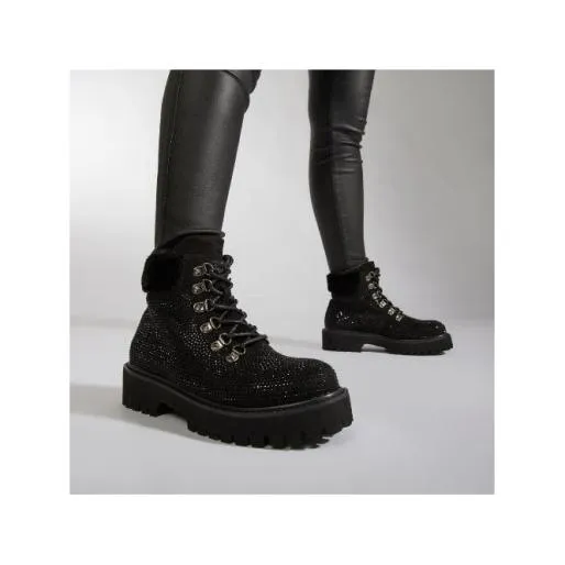 Bristia Black Alcantara Women Moda In Pelle Ankle Boots