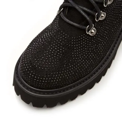 Bristia Black Alcantara Women Moda In Pelle Ankle Boots