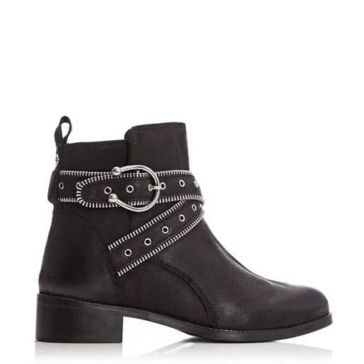 Bristina Black Nubuck Women Moda In Pelle Ankle Boots