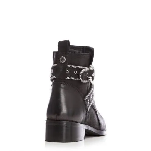 Bristina Black Nubuck Women Moda In Pelle Ankle Boots