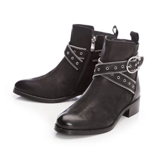 Bristina Black Nubuck Women Moda In Pelle Ankle Boots
