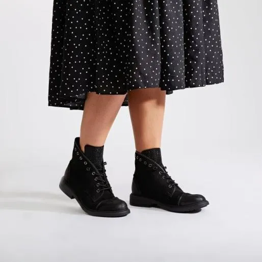 Brixie Black Alcantara Women Moda In Pelle Ankle Boots