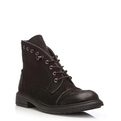 Brixie Black Alcantara Women Moda In Pelle Ankle Boots