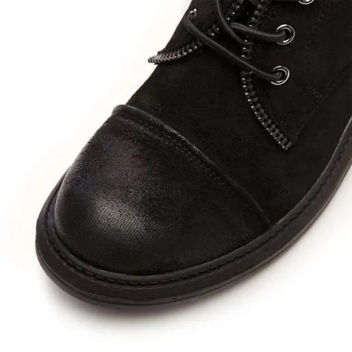 Brixie Black Alcantara Women Moda In Pelle Ankle Boots