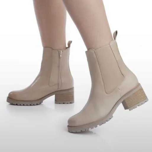 Brooklea Cream Leather Women Moda In Pelle Leather Boots