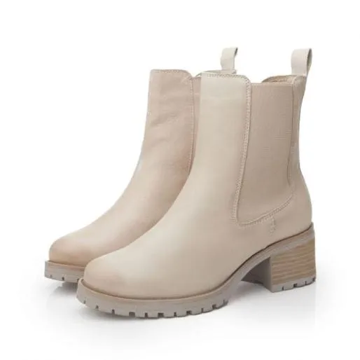 Brooklea Cream Leather Women Moda In Pelle Leather Boots
