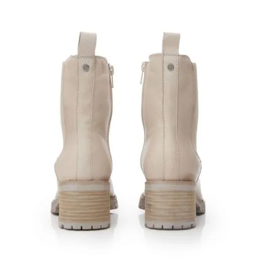 Brooklea Cream Leather Women Moda In Pelle Leather Boots
