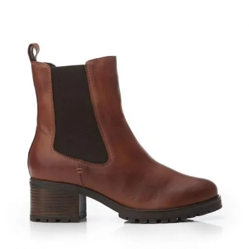 Brooklea Tan Leather Women Moda In Pelle Ankle Boots