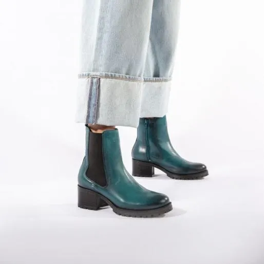 Brooklea Teal Leather Women Moda In Pelle Leather Boots