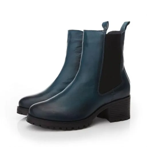 Brooklea Teal Leather Women Moda In Pelle Leather Boots