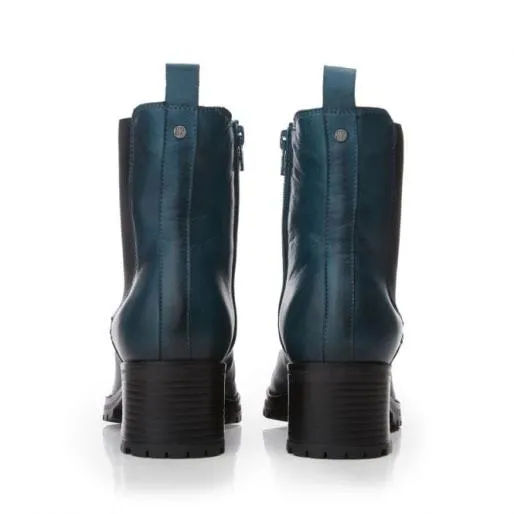 Brooklea Teal Leather Women Moda In Pelle Leather Boots