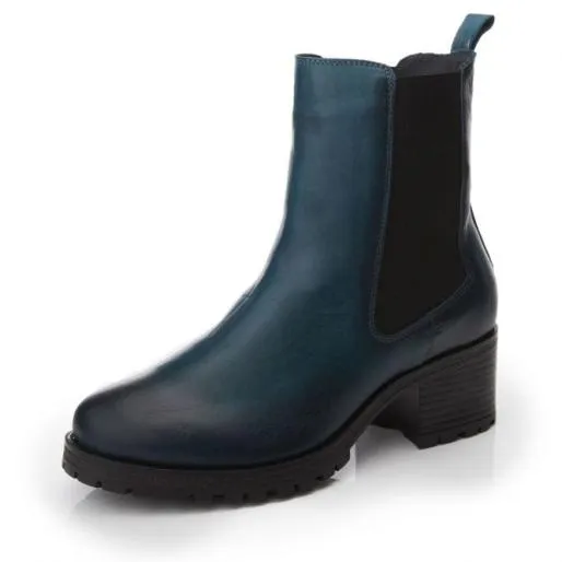 Brooklea Teal Leather Women Moda In Pelle Leather Boots