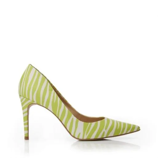 Cabaret Lime Zebra Nubuck Women Moda In Pelle High Heel Shoes