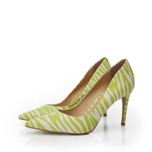 Cabaret Lime Zebra Nubuck Women Moda In Pelle High Heel Shoes Cabaret Lime Zebra Nubuck Women Moda In Pelle High Heel Shoes