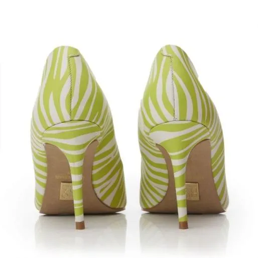 Cabaret Lime Zebra Nubuck Women Moda In Pelle High Heel Shoes Cabaret Lime Zebra Nubuck Women Moda In Pelle High Heel Shoes
