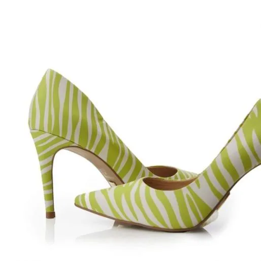 Cabaret Lime Zebra Nubuck Women Moda In Pelle High Heel Shoes Cabaret Lime Zebra Nubuck Women Moda In Pelle High Heel Shoes
