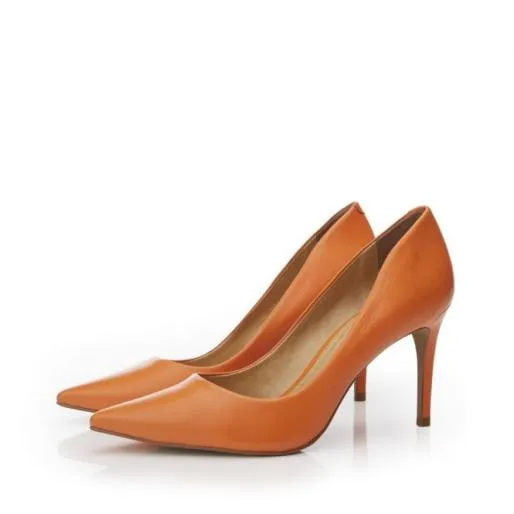 Cabaret Orange Leather Women Moda In Pelle High Heel Shoes Cabaret Orange Leather Women Moda In Pelle High Heel Shoes