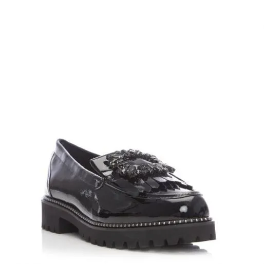 Calliofe Black Patent Leather Women Moda In Pelle Brogues And Loafers