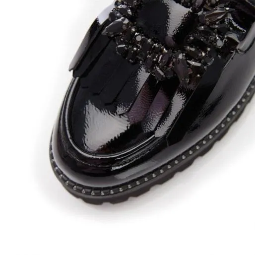 Calliofe Black Patent Leather Women Moda In Pelle Brogues And Loafers