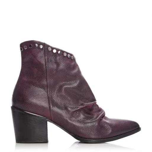 Cammela Burgundy Leather Women Moda In Pelle Ankle Boots