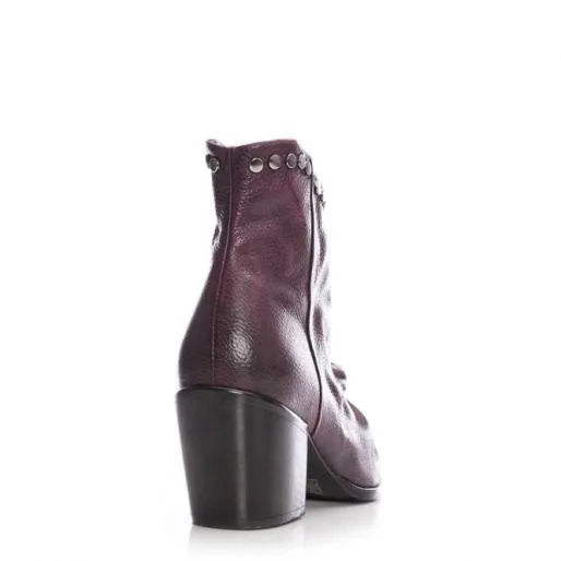 Cammela Burgundy Leather Women Moda In Pelle Ankle Boots