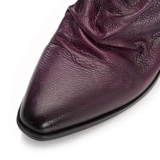 Cammela Burgundy Leather Women Moda In Pelle Ankle Boots