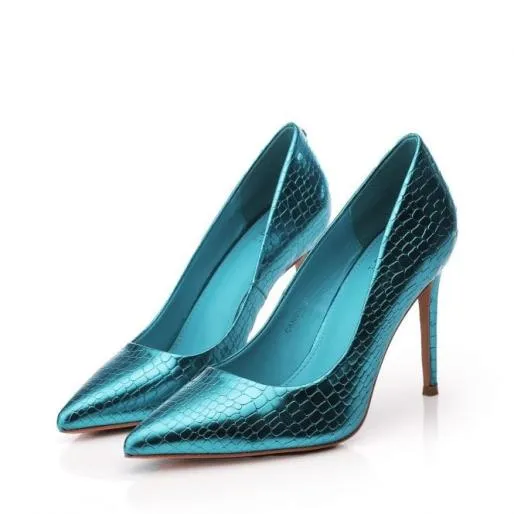 Canndy Aqua Blue Patent Mocc Croc Women Moda In Pelle High Heel Shoes Canndy Aqua Blue Patent Mocc Croc Women Moda In Pelle High Heel Shoes