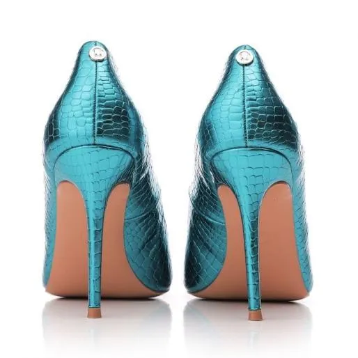 Canndy Aqua Blue Patent Mocc Croc Women Moda In Pelle High Heel Shoes Canndy Aqua Blue Patent Mocc Croc Women Moda In Pelle High Heel Shoes