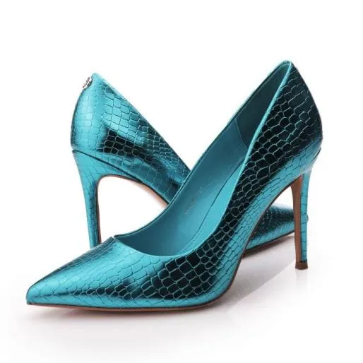 Canndy Aqua Blue Patent Mocc Croc Women Moda In Pelle High Heel Shoes Canndy Aqua Blue Patent Mocc Croc Women Moda In Pelle High Heel Shoes