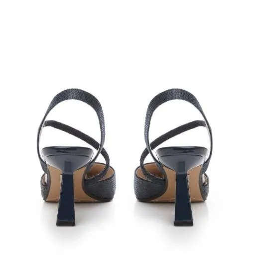 Carenza Navy Lizard Women Moda In Pelle Mid Heel Shoes