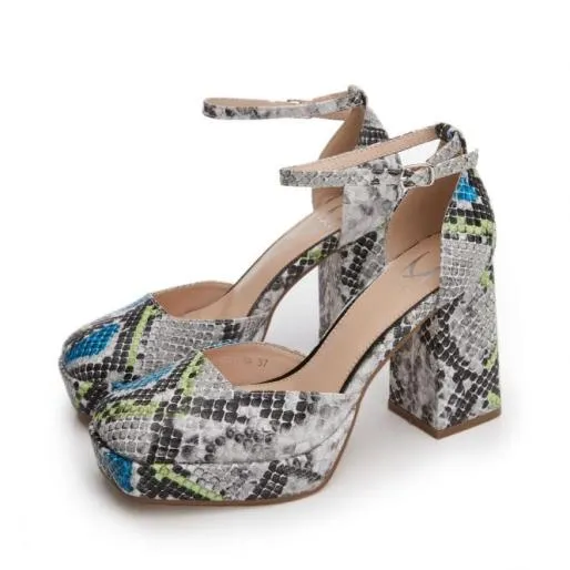Caroleena Monochrome Snake Print Women Moda In Pelle High Heel Shoes Caroleena Monochrome Snake Print Women Moda In Pelle High Heel Shoes