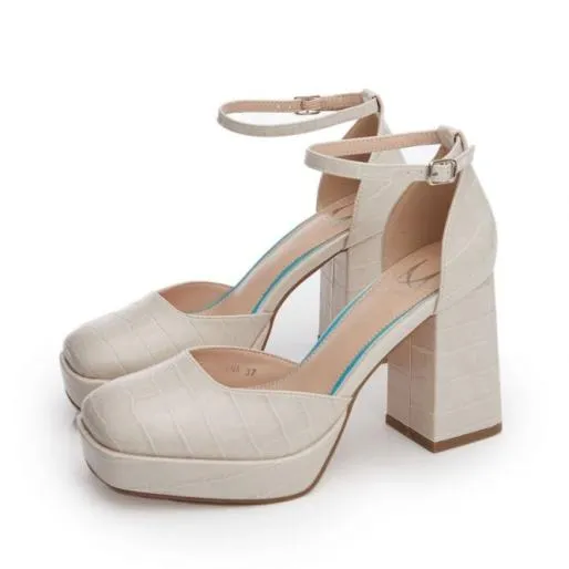 Caroleena Off White Patent Mocc Croc Women Moda In Pelle High Heel Shoes Caroleena Off White Patent Mocc Croc Women Moda In Pelle High Heel Shoes