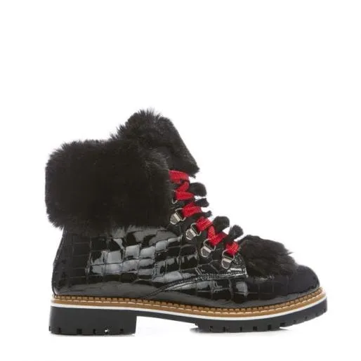 Cayden Black Croc Women Moda In Pelle Ankle Boots