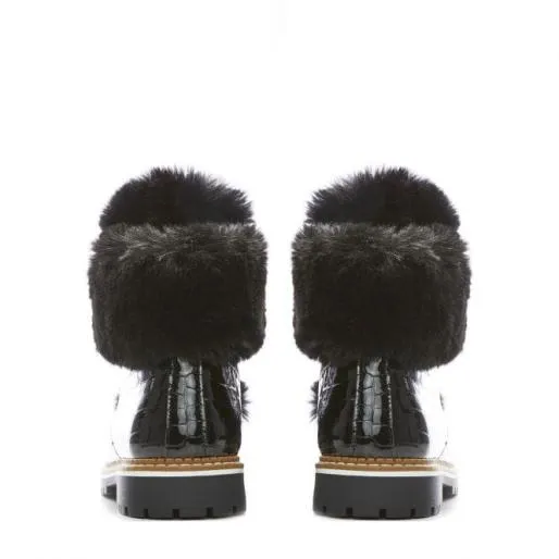 Cayden Black Croc Women Moda In Pelle Ankle Boots Cayden Black Croc Women Moda In Pelle Ankle Boots