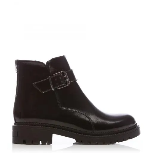 Cereli Black Patent Leather Women Moda In Pelle Ankle Boots