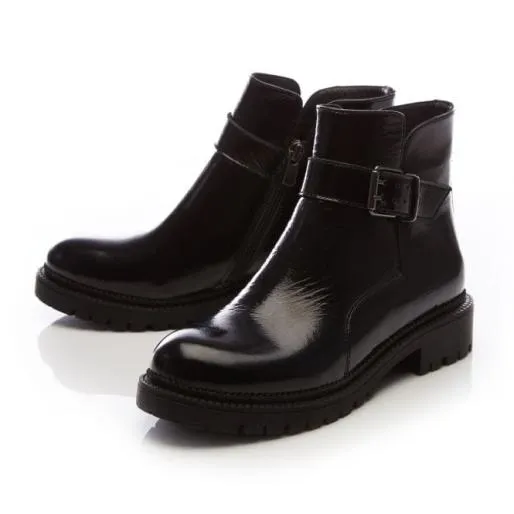 Cereli Black Patent Leather Women Moda In Pelle Ankle Boots Cereli Black Patent Leather Women Moda In Pelle Ankle Boots