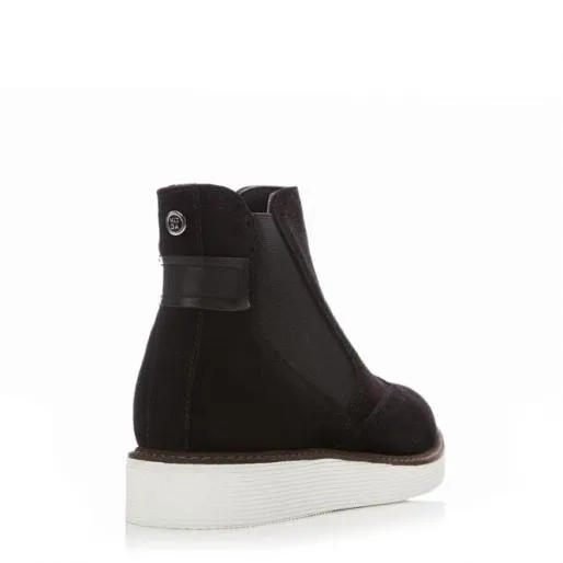 Cheena Black Suede Women Moda In Pelle Ankle Boots