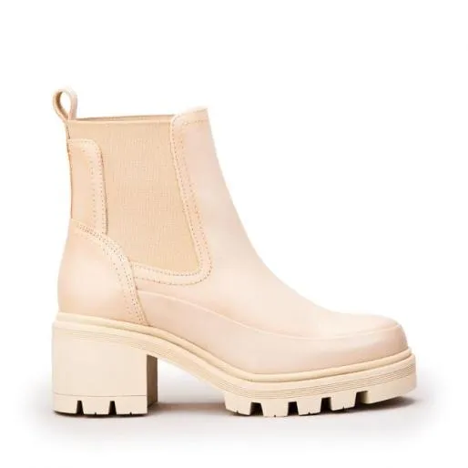 Chella Cream Leather Women Moda In Pelle Leather Boots