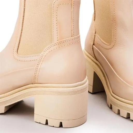 Chella Cream Leather Women Moda In Pelle Leather Boots Chella Cream Leather Women Moda In Pelle Leather Boots