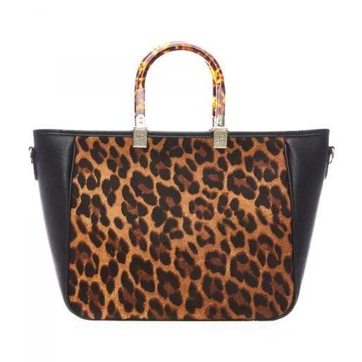 Coco Bag Black 8211 Leopard Porvair Women Moda In Pelle Tote Bags
