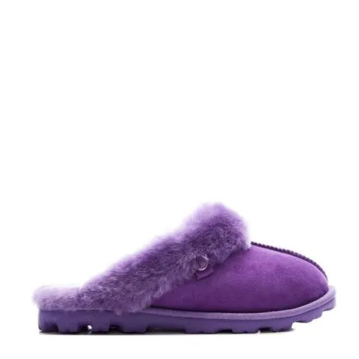 Cosie Purple Sheepskin Women Moda In Pelle Slippers