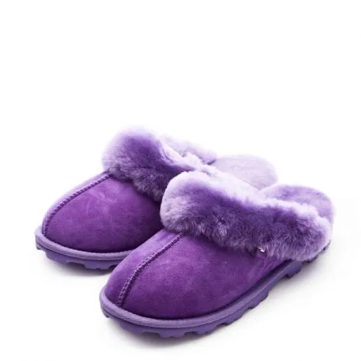 Cosie Purple Sheepskin Women Moda In Pelle Slippers
