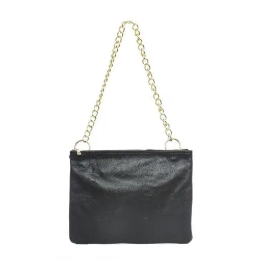 Dani Bag Black Metallic Leather Women Moda In Pelle Shoulder Bags