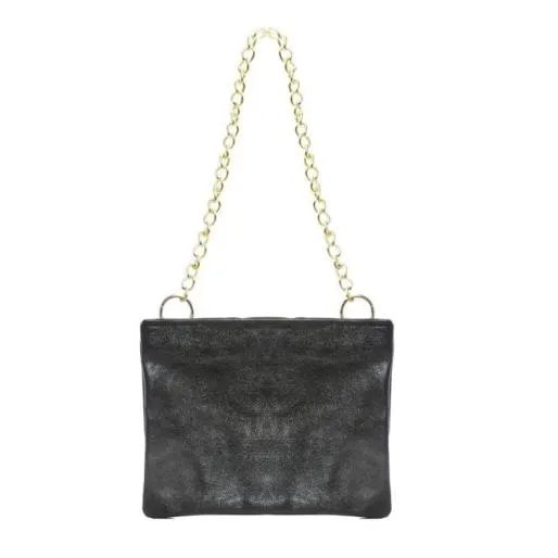 Dani Bag Black Metallic Leather Women Moda In Pelle Shoulder Bags Dani Bag Black Metallic Leather Women Moda In Pelle Shoulder Bags