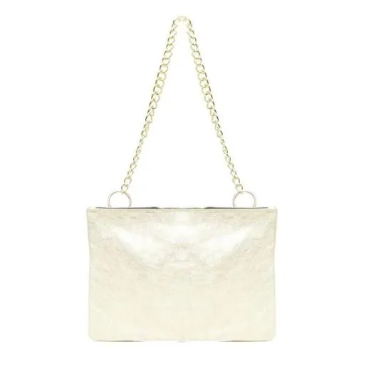 Dani Bag Champagne Metallic Leather Women Moda In Pelle Shoulder Bags
