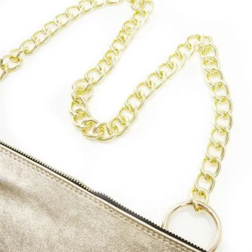 Dani Bag Champagne Metallic Leather Women Moda In Pelle Shoulder Bags Dani Bag Champagne Metallic Leather Women Moda In Pelle Shoulder Bags