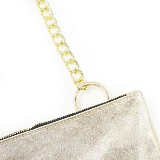 Dani Bag Champagne Metallic Leather Women Moda In Pelle Shoulder Bags Dani Bag Champagne Metallic Leather Women Moda In Pelle Shoulder Bags
