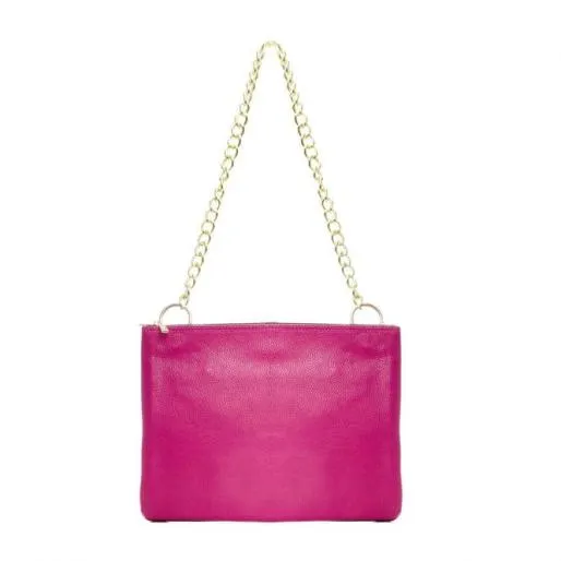 Dani Bag Fuschia Metallic Leather Women Moda In Pelle Shoulder Bags Dani Bag Fuschia Metallic Leather Women Moda In Pelle Shoulder Bags
