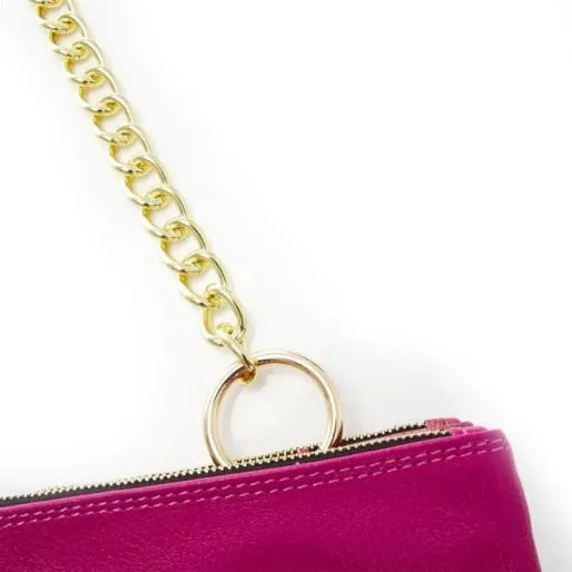 Dani Bag Fuschia Metallic Leather Women Moda In Pelle Shoulder Bags Dani Bag Fuschia Metallic Leather Women Moda In Pelle Shoulder Bags
